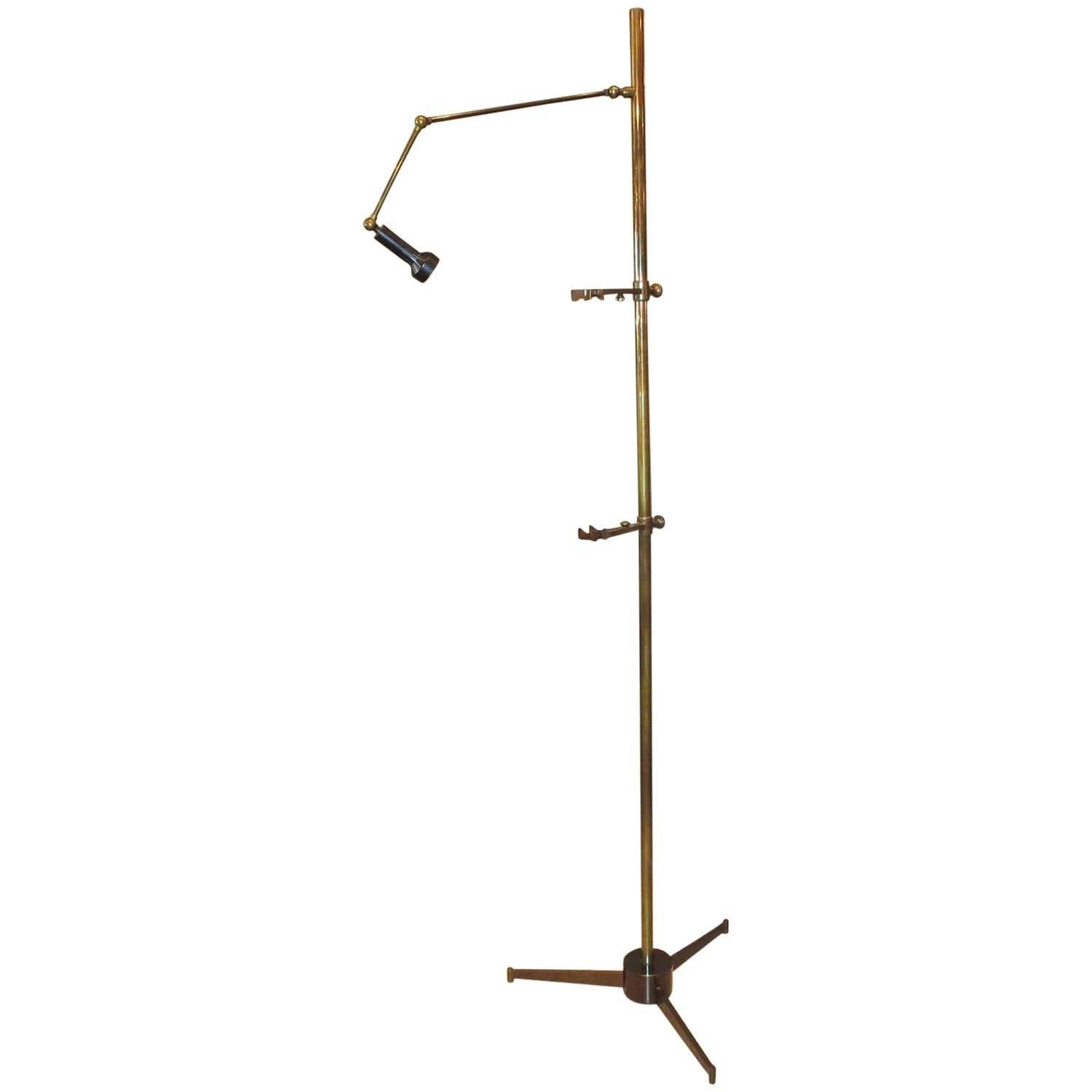 Brass Easel Floor Lamp by Angelo Lelli for Arredoluce For Sale