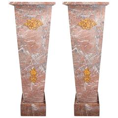 Pair of Monumental Royal Red Marble Sheaths in Louis XVI Style, 20th Century