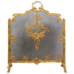 Fireplace Screen for Decoration, Rich Bronze Chiseled and Gilded