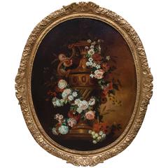 Floral Bouquet Original Canvas, In the Style of J.B. Monnoyer, Mid-19th Century