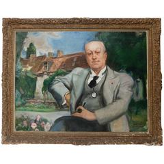 Antique Portrait of Eugene Narbonne, Oil on Canvas Original by Narboni