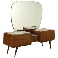 Retro Chest of Drawers with Mirror Mahogany Rosewood Veneer Formica, Italy, 1950s