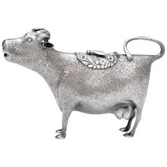 Modern English Silver Cow Creamer in Antique Style