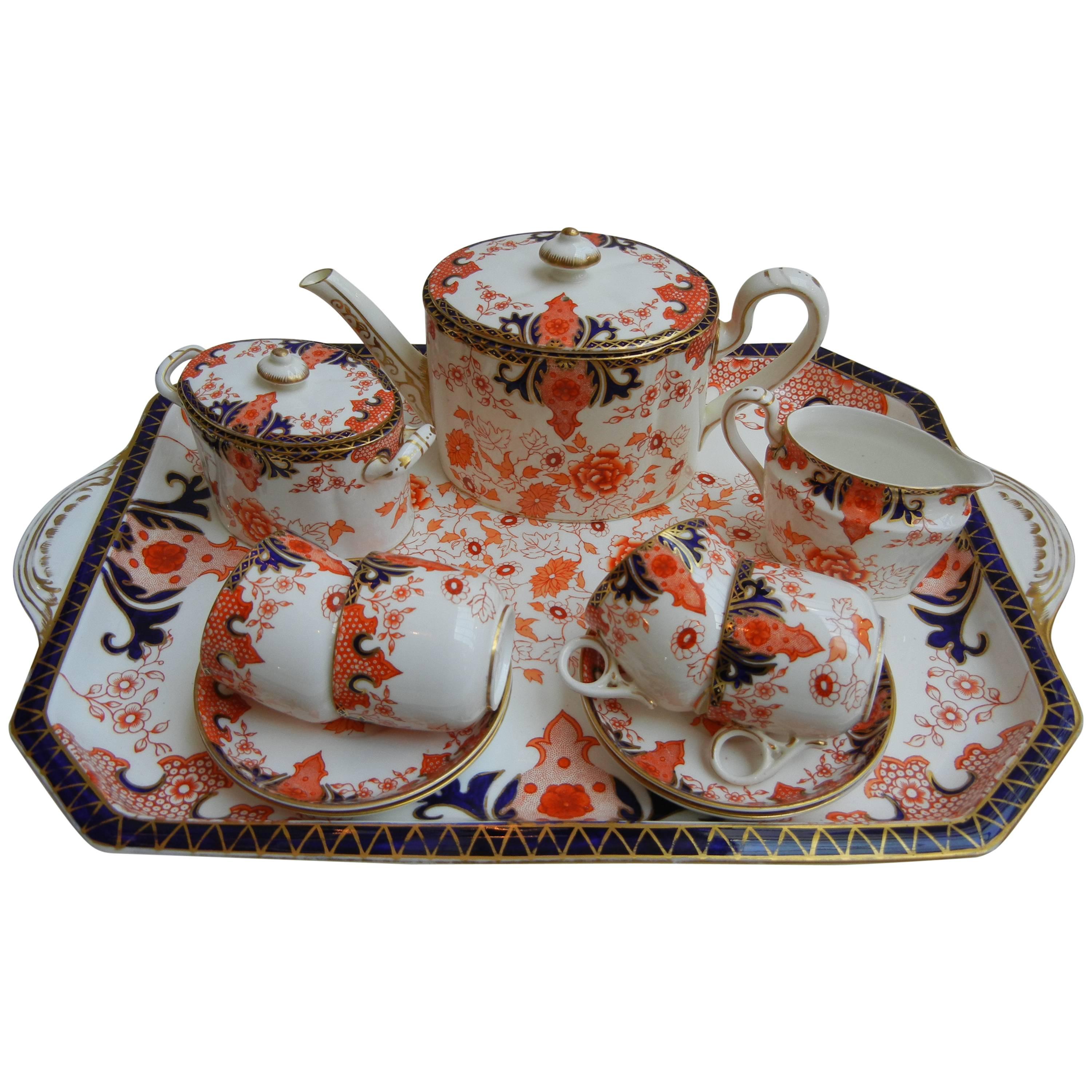 19th Century Royal Crown Derby "Kings" Pattern Tea Service with Tray Dated, 1892 For Sale