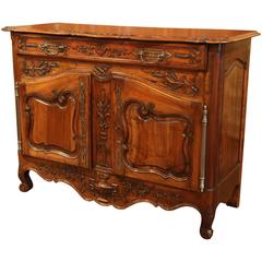 Antique 19th Century Louis XV Carved Walnut Buffet from Provence