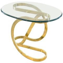 Milo Baughman Glass and Brass Side Table for Dia