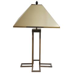 Rare C. Jere Signed Geometric "x" Brass Lamp with Brass Shade 4