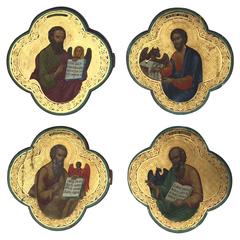 Set of Four Russian Raised Gilt Evangelist Icons, 18th-19th Century 7
