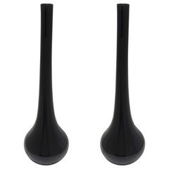 Italian Murano Black Glass Vases 12