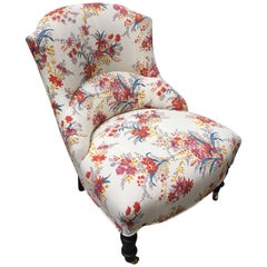 19th Century French Chair, Rebuilt, Reupholstered in Tissus Tartares Fabric