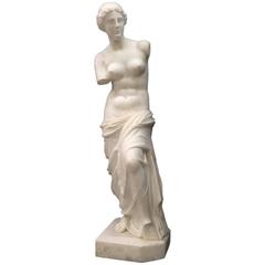 Antique Italian Neoclassical Carved White Marble Statue of Venus, 19th Century