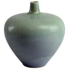Large Vase with Green Haresfur Glaze by Berndt Friberg