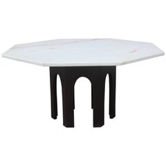Harvey Probber Marble-Topped Octagon Modern Coffee Table with Walnut Base