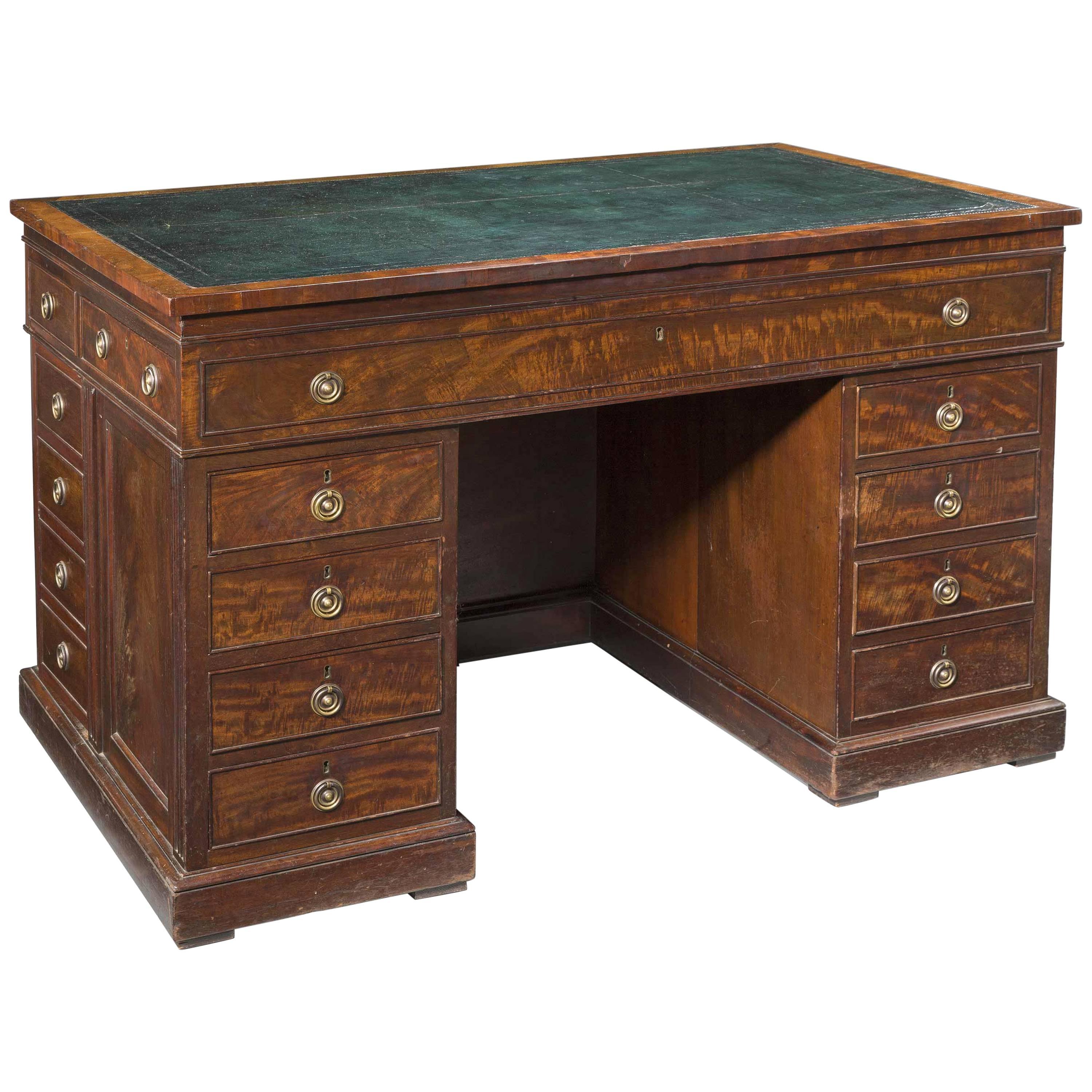 19th Century Centre-Standing Mahogany Desk
