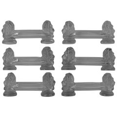 French Crystal Knife Rests Set of Six Pieces Lion's Head Model