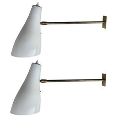 Pair of Adjustable Brass Wall Lights from 1950s