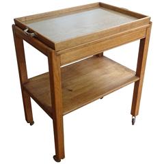 Mid-Century Vintage French Oak Serving Trolley