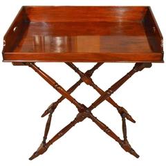 Fine Quality Mahogany Early Victorian Period Butlers Tray on Stand