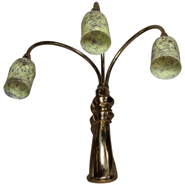 Sculptural Lamp With Glass Shades For At 1stdibs Italian Sculptural Bronze Table Lamp With Venetian Glass Shades Circa 1960