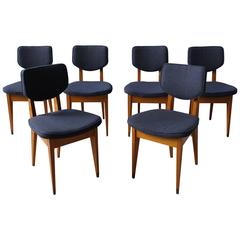 Set of Six Fine French 1950's Chairs