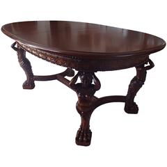19th Century Mahogany Oval Dining Table, Extensible up to 6 meters Sculpted Legs