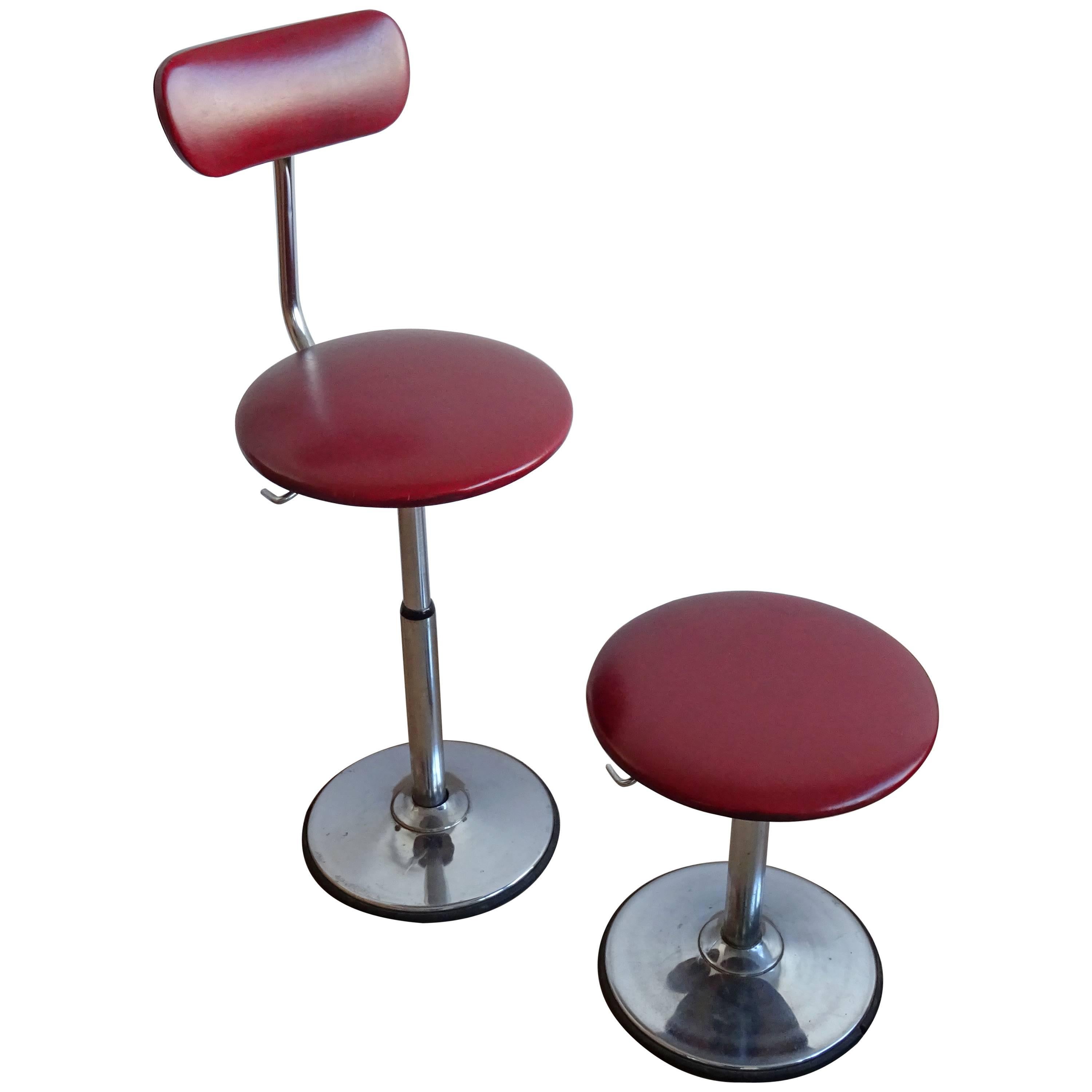 French Vintage Bar Stools, 1960s, Set of Two For Sale