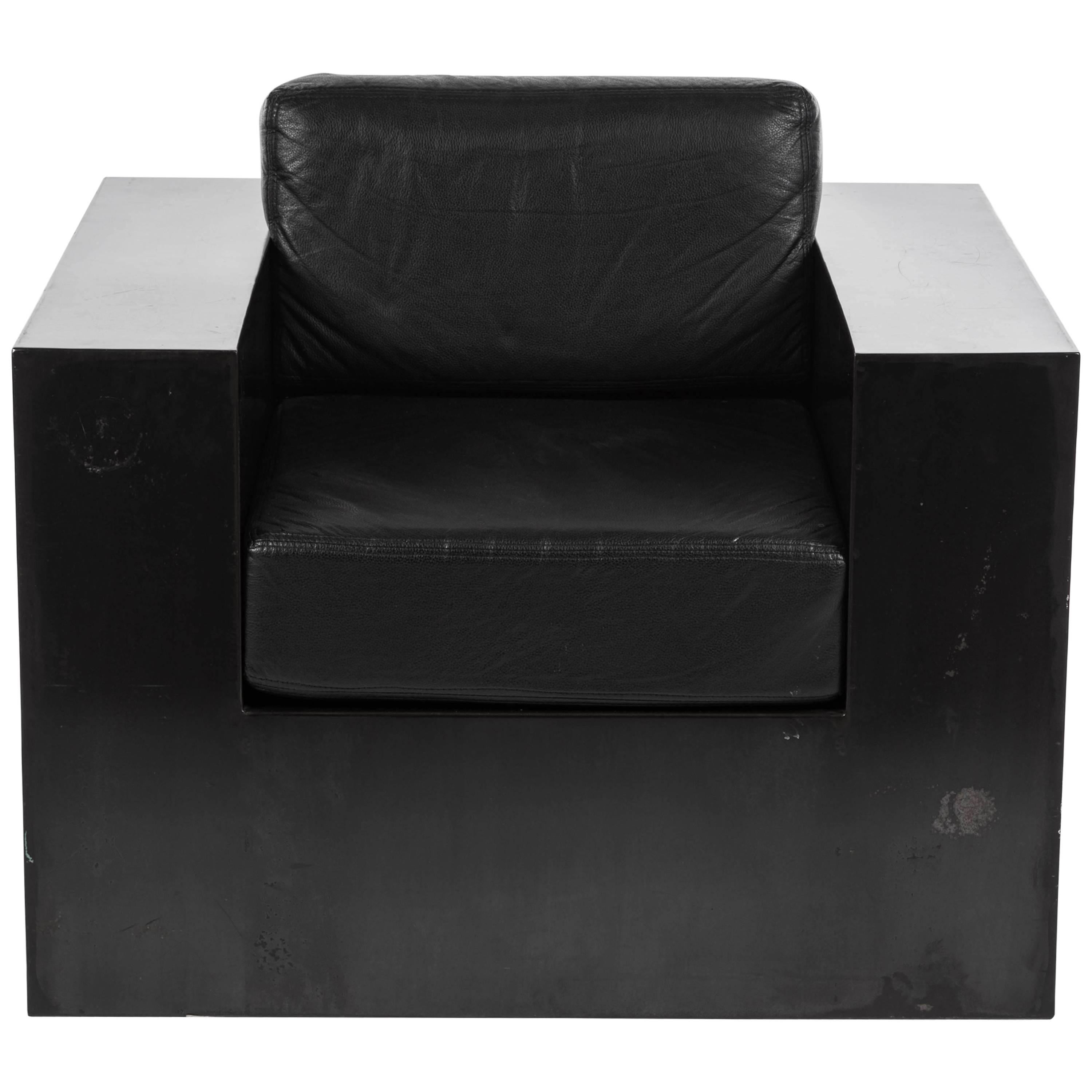 Rick Owens Style Black Metal Armchair