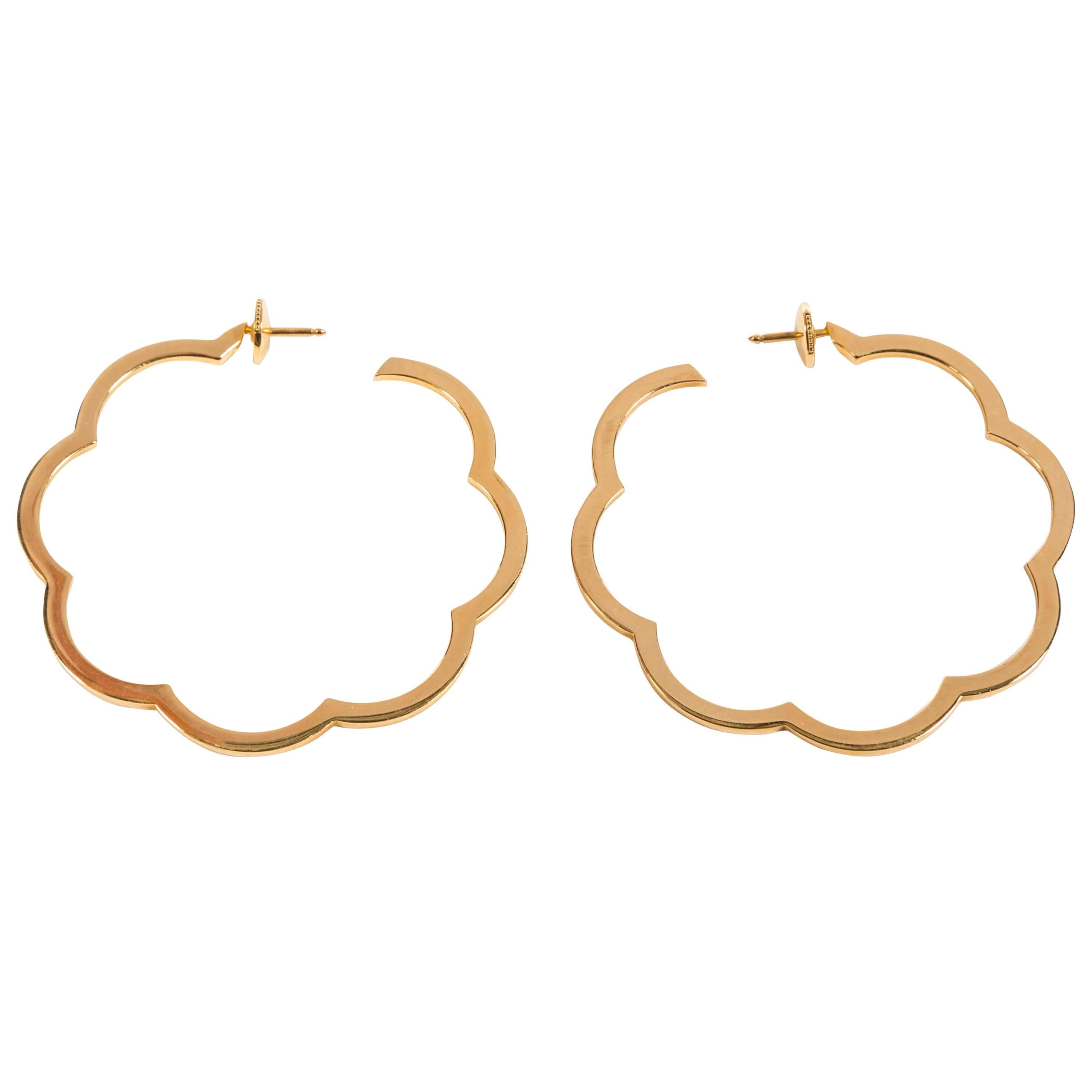 Chanel 18-Karat Gold Camellia Hoop Earrings