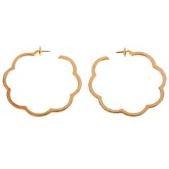 Chanel 18-Karat Gold Camellia Hoop Earrings