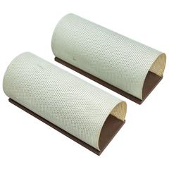 Vintage Pair of Matégot Style Pierced Metal Sconces