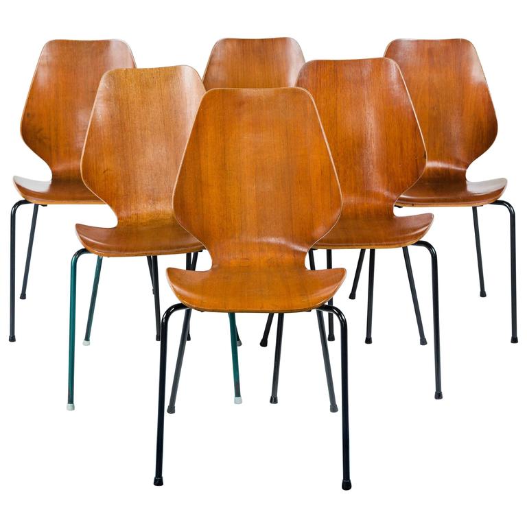 SET OF SIX STACKING CHAIRS, DENMARK, c. 1960 For Sale at 1stDibs