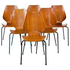 SET OF SIX STACKING CHAIRS, DENMARK, c. 1960