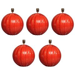Set of Five Italian Table Lamps in Handblown Murano Glass Signed by the Master 4