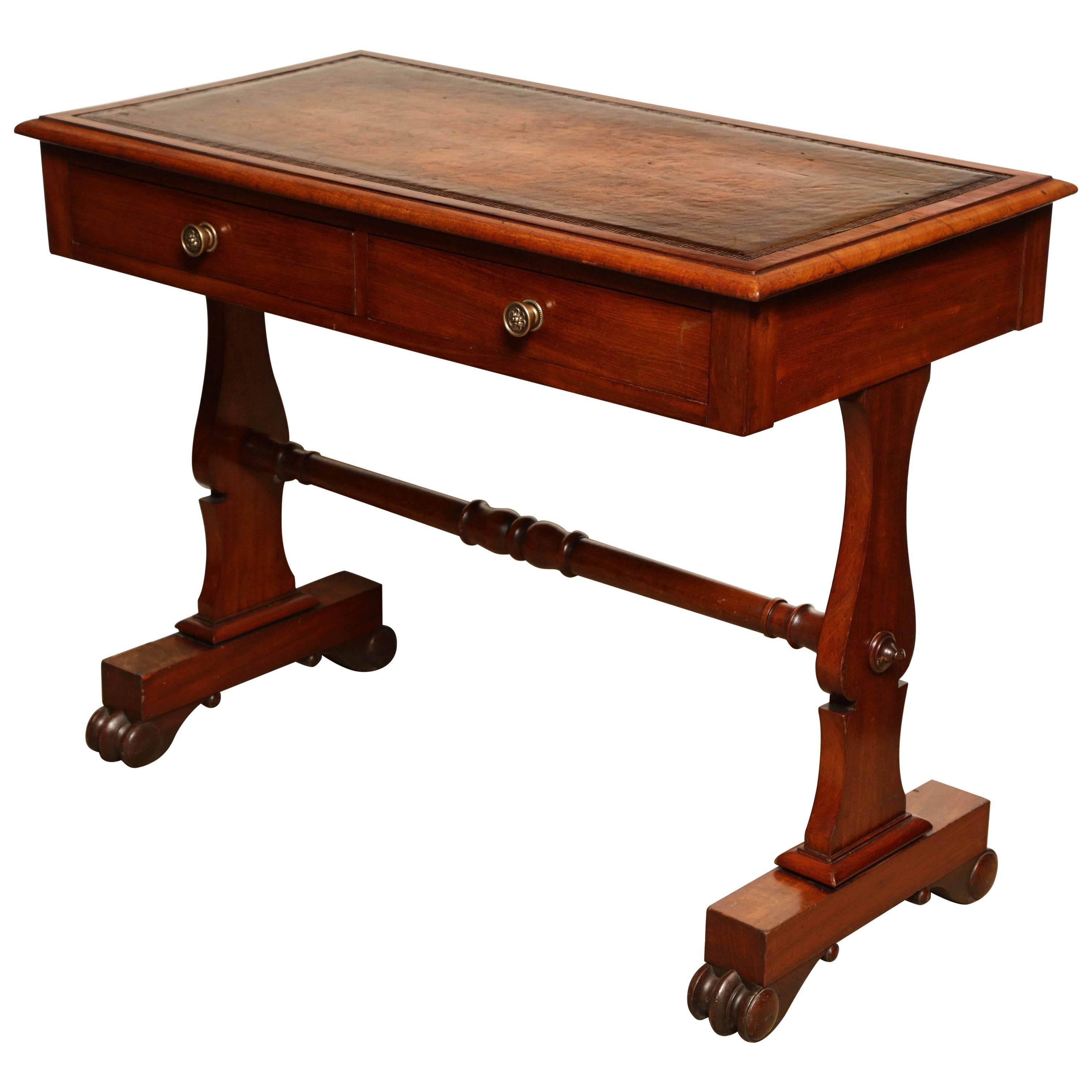 Mid-19th Century English, Mahogany and Leather Top Desk