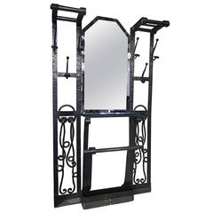 Wrought Iron Wardrobe with Mirror and Umbrella Stand