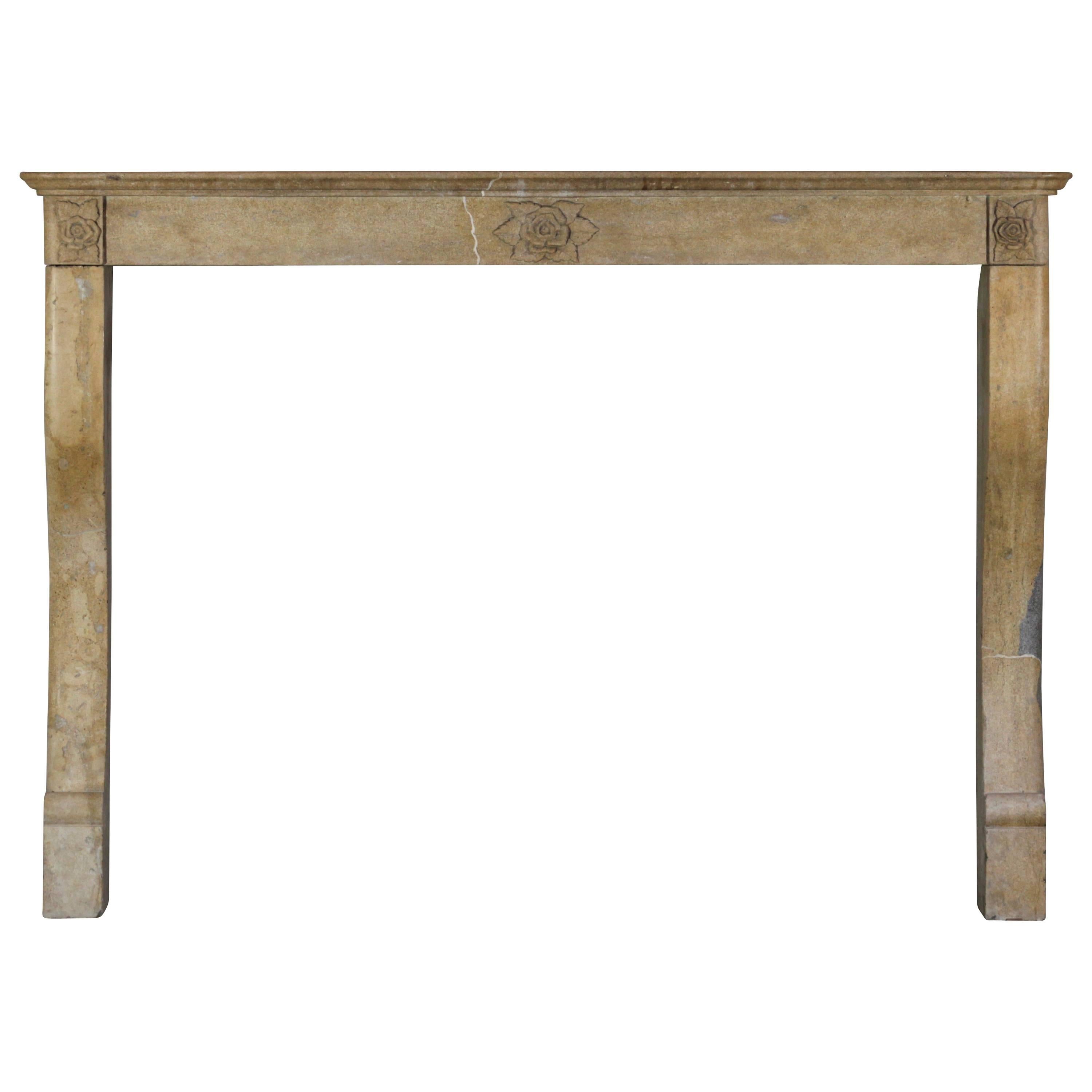 19th Century Honey Color Antique Fireplace Mantle in Limestone For Sale