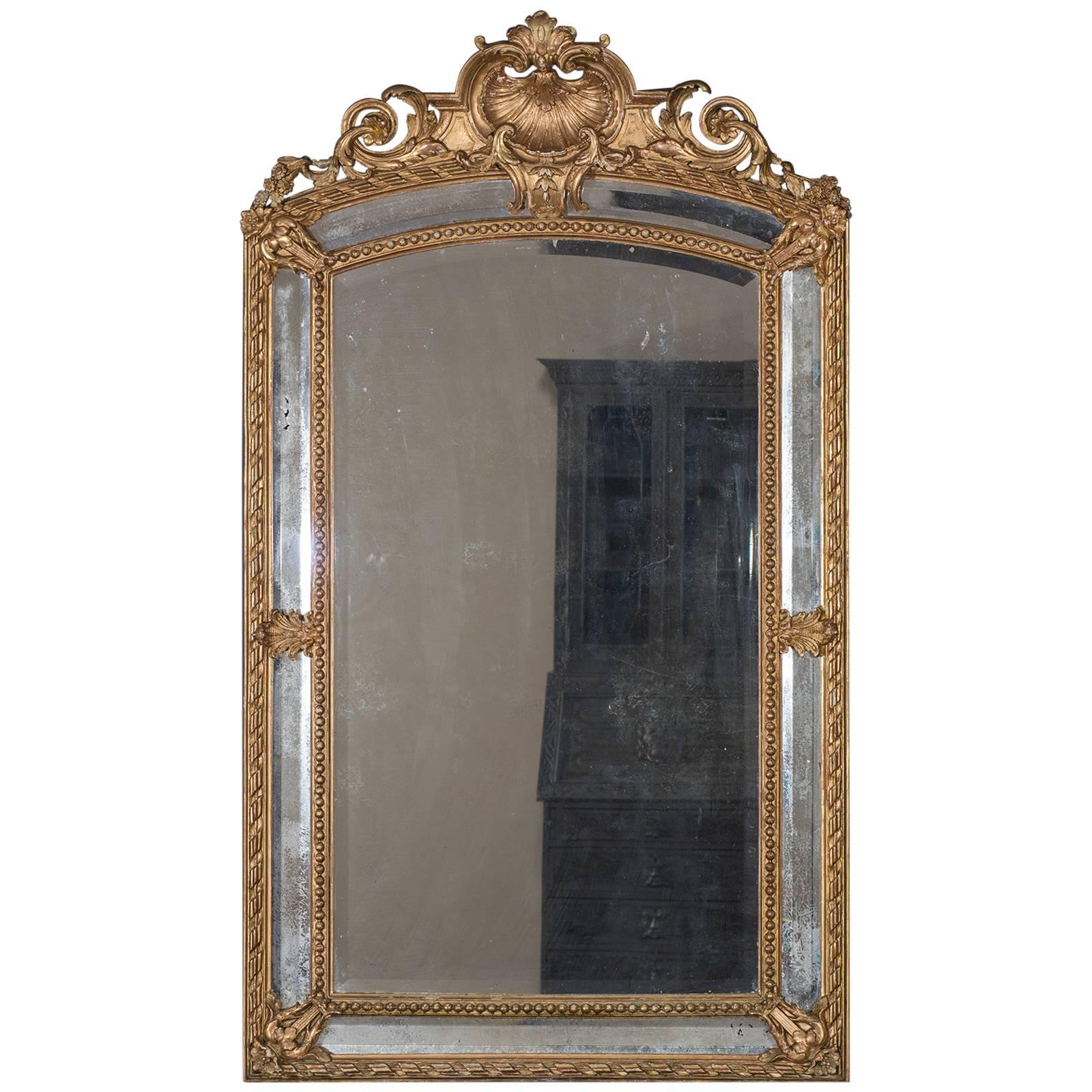 Antique French Louis Philippe Pareclose Mirror, circa 1890 For Sale