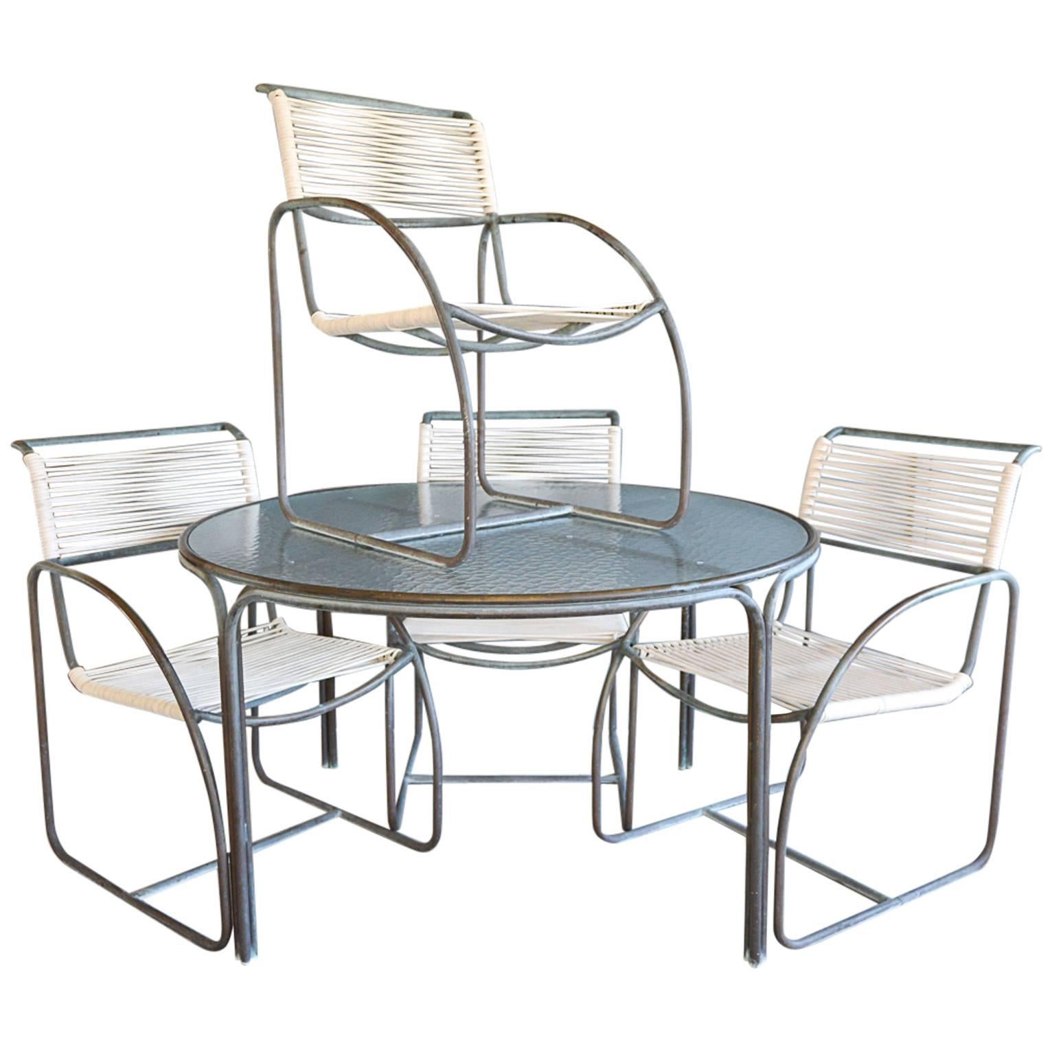 Kipp Stewart for Terra Tubular Bronze Outdoor Dining Set