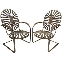 Pair of Refinished Spring Patio Chairs