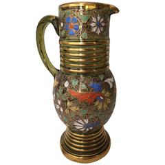 Antique Moser Pitcher Enamel and Raised Gilt Decoration, circa 1900