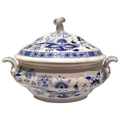 Vintage German Blue Onion Porcelain Lidded Tureen