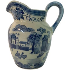 19th Century Asia Blue & White Ceramic Beverage Pitcher