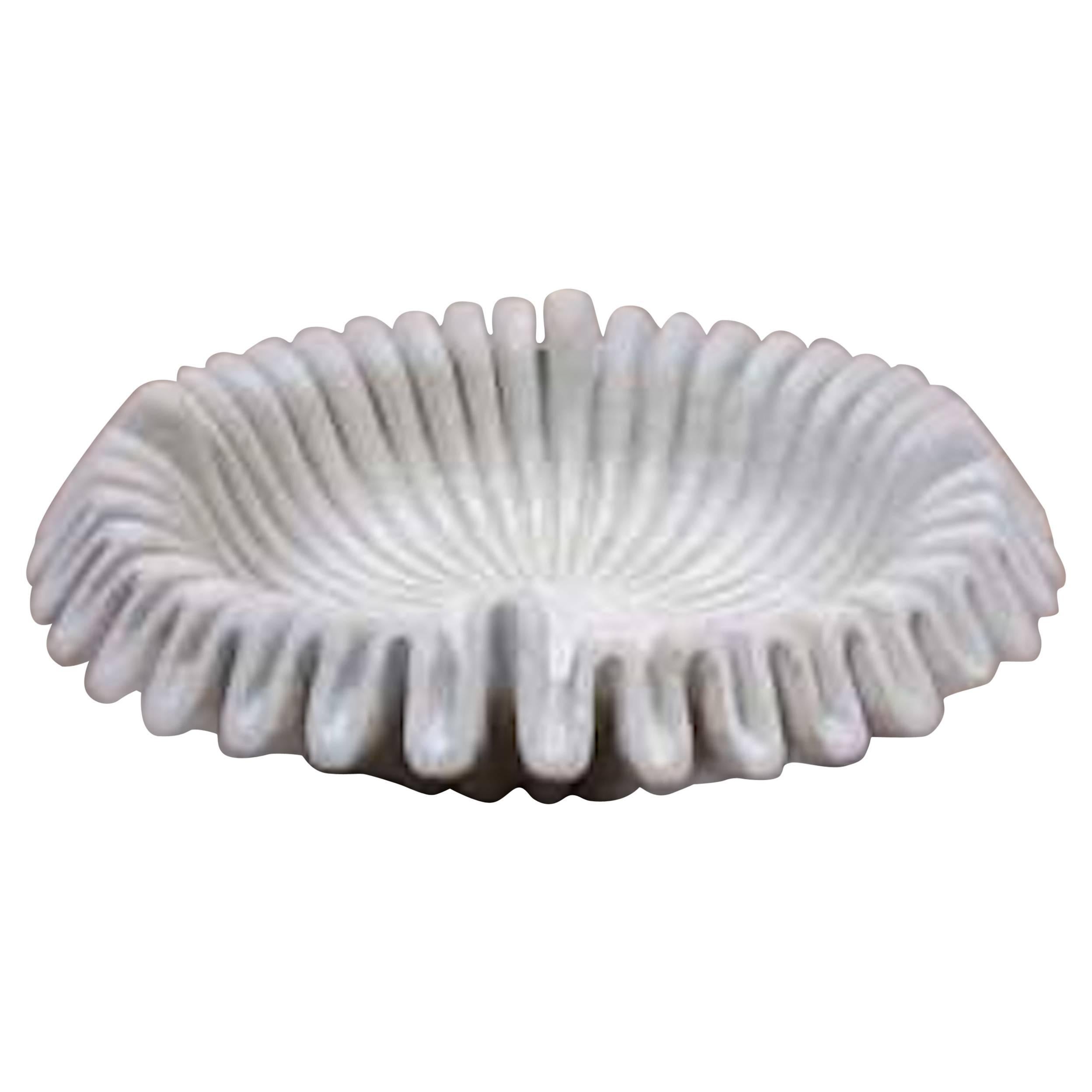 Marble Folded Rim Bowl, India, Contemporary