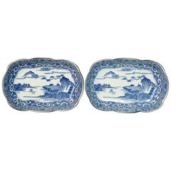 Pair of 19th Century Japanese Blue and White Platters