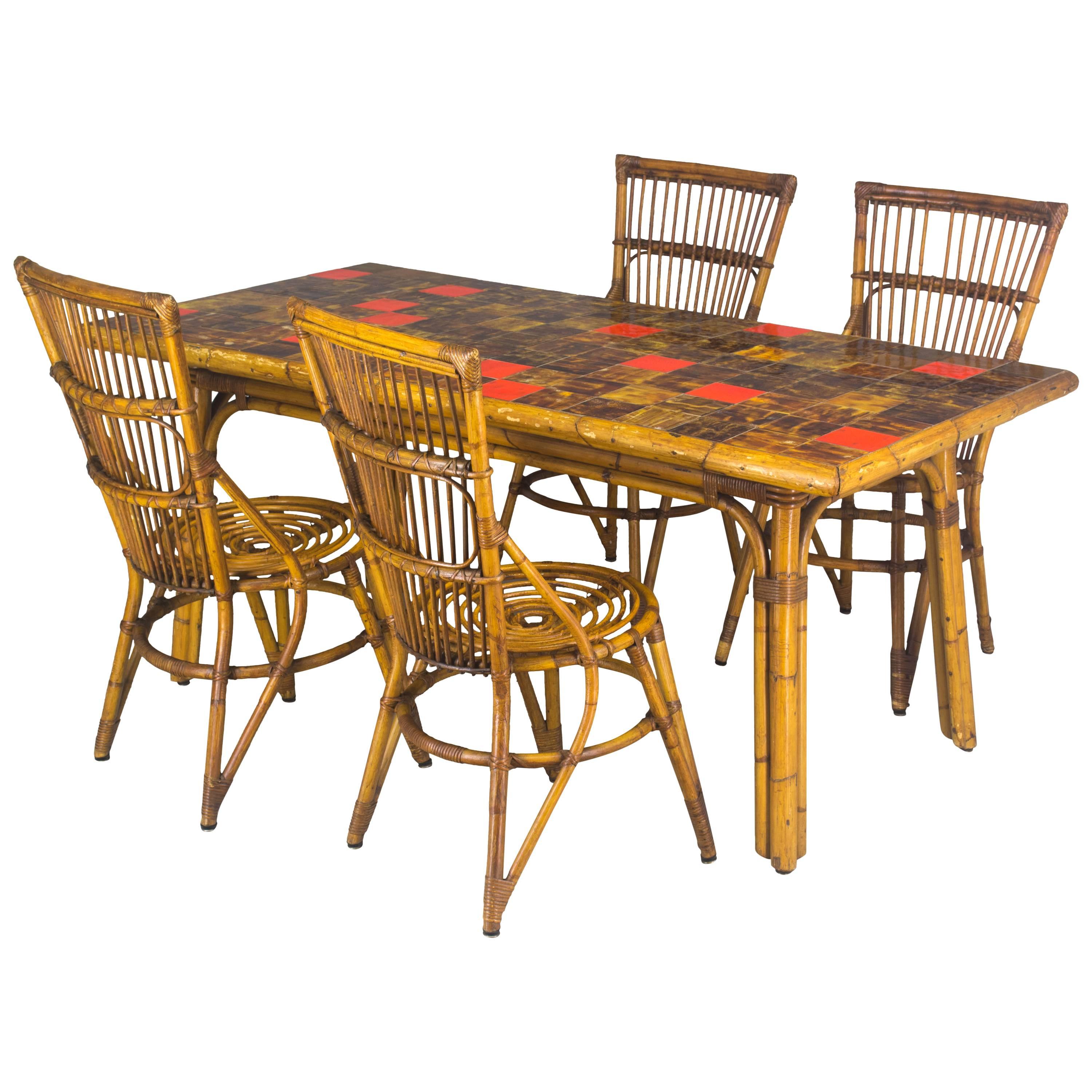 French Rattan Dining Set