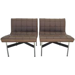 Pair of Chrome and Leather Lounge Chairs