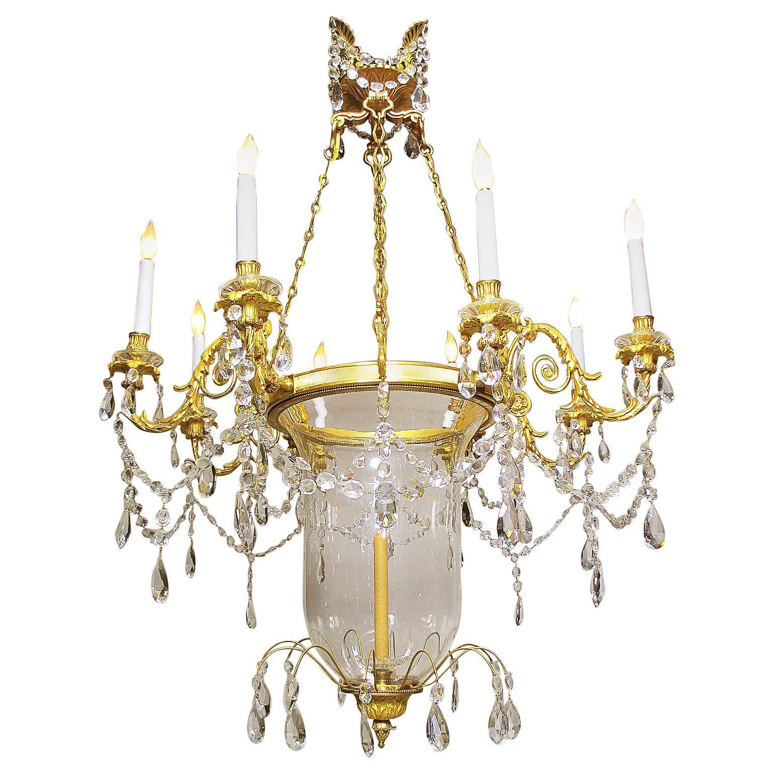 Kronleuchter aus Goldbronze und geschliffenem Glas im Louis-XV-Stil des 19. Jahrhunderts von Mottheau et Fils im Angebot