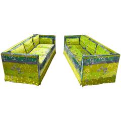 Pair of Mid-Century Box Sofas with Original Jack Lenor Larsen Fabric 7