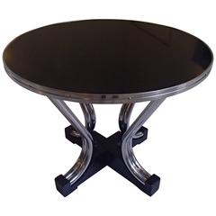 Bauhaus Round Coffee table Chrome and Black