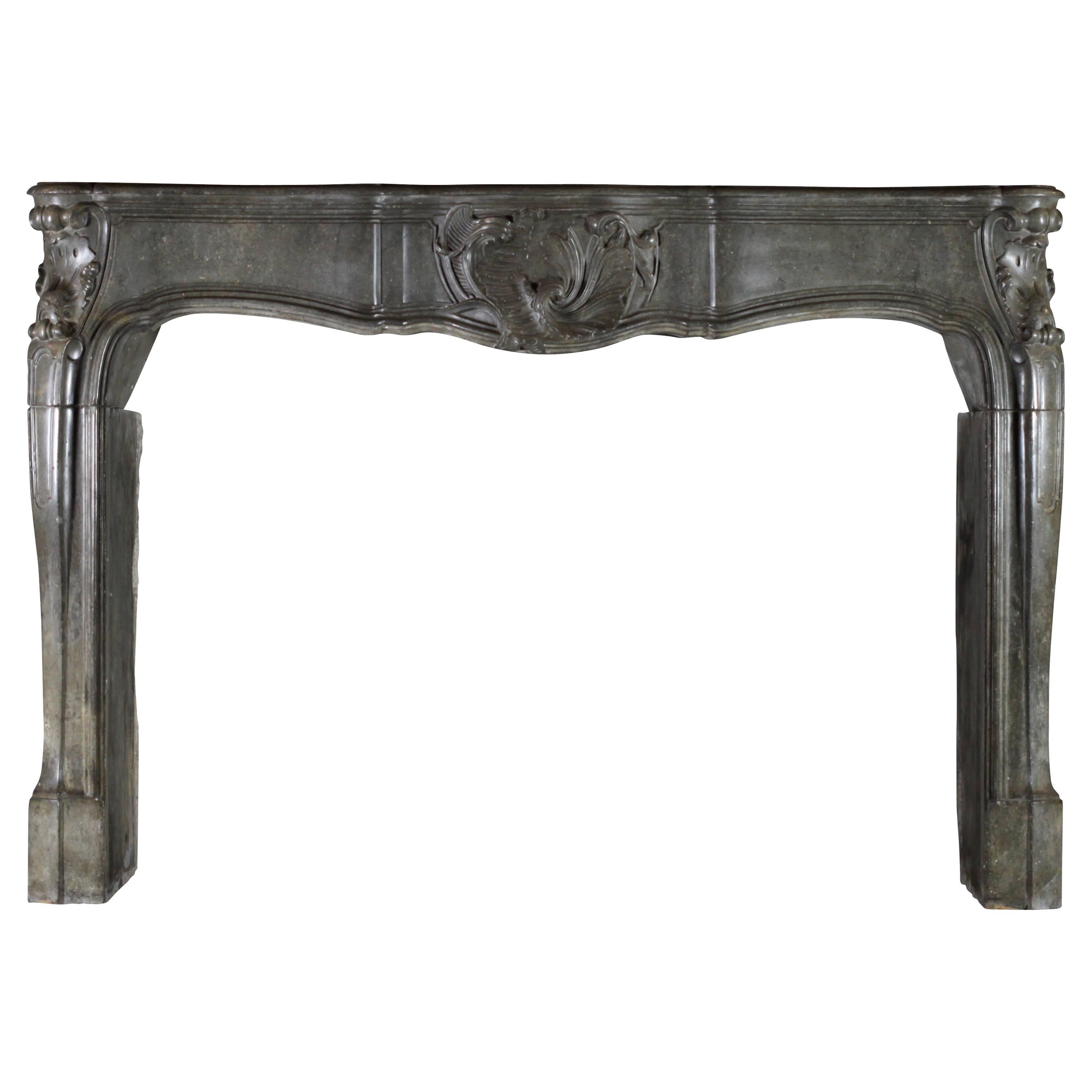 18th Century Classic Antique Fireplace Mantel in Grey Hard Stone